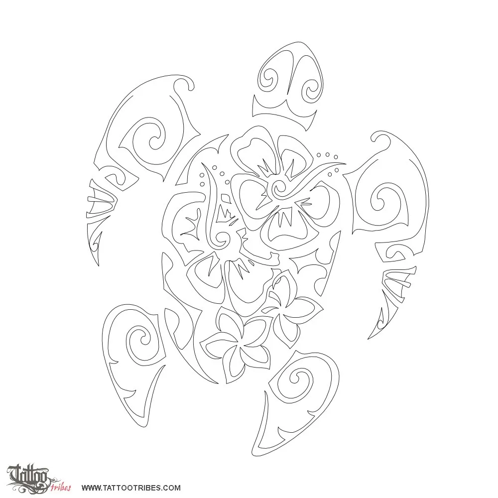 Stencil outline of Flowers turtle, Femininity