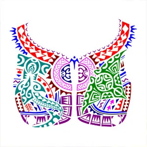 Polynesian tattoo for both pectorals