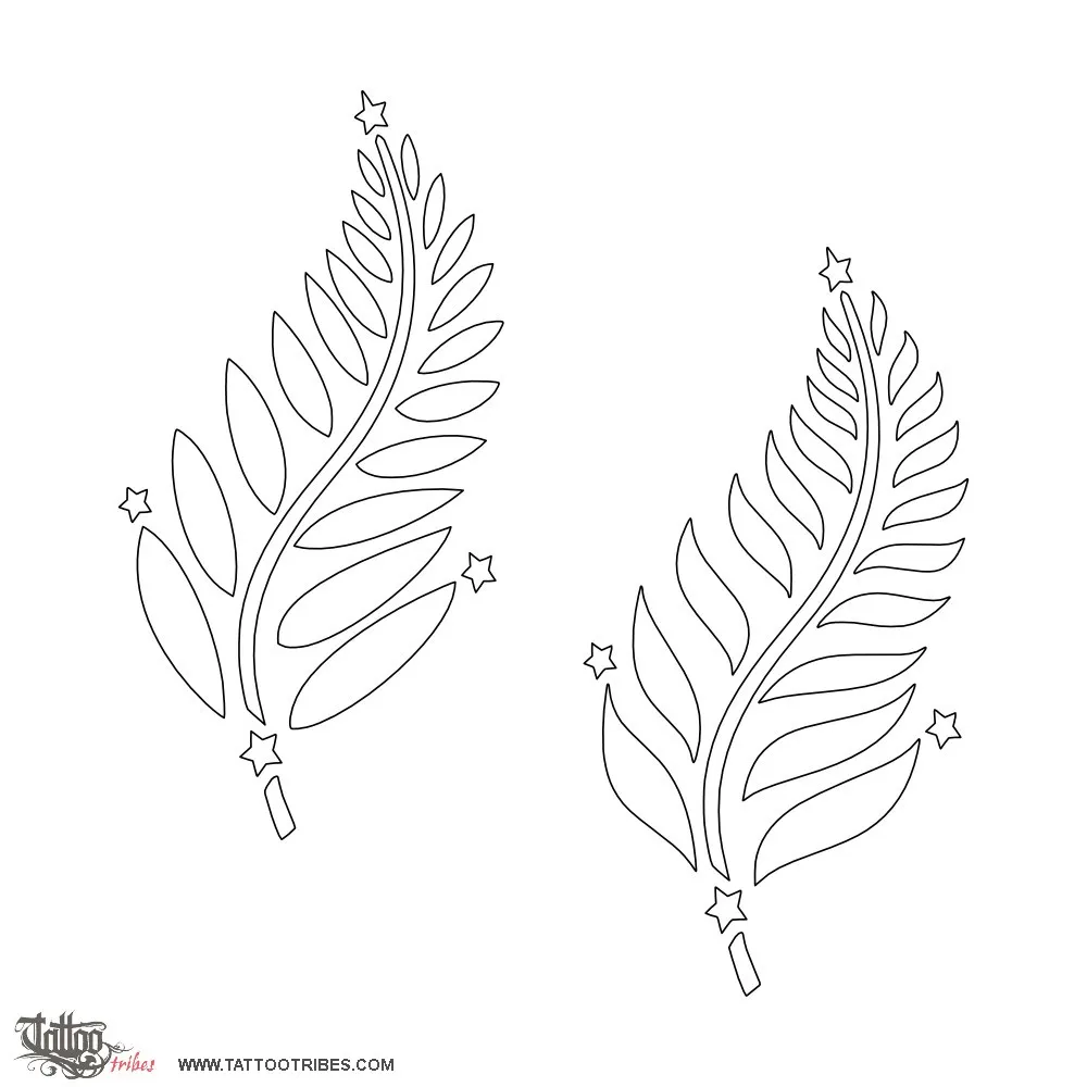 Stencil outline of Silver fern, Southern Cross