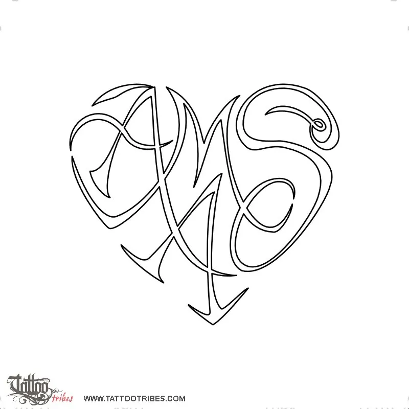 Stencil outline of A+M+A+S heart, Bond