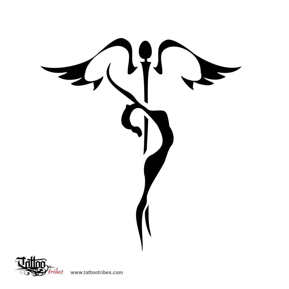 Tattoo image of Cosmetic, Caduceus and woman