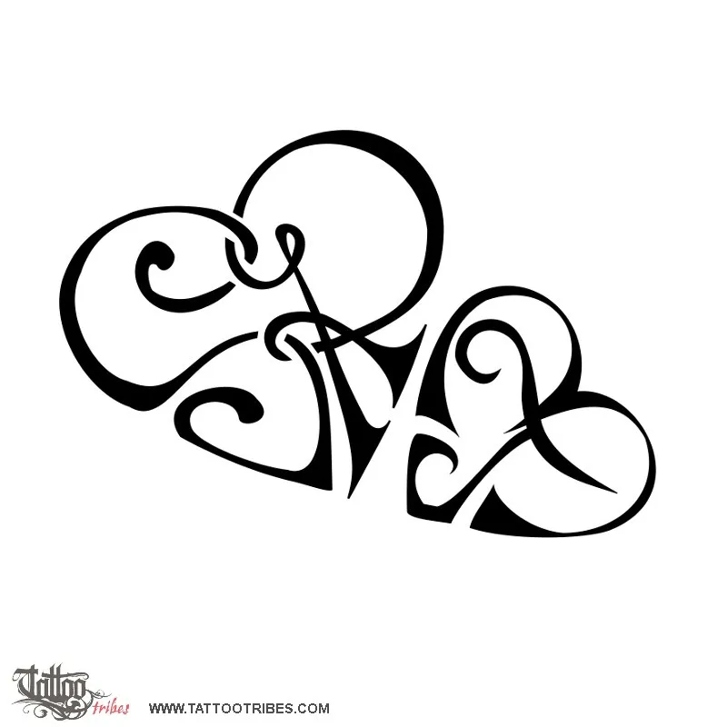 Tattoo image of hearts shape by M+T & R+S, Union