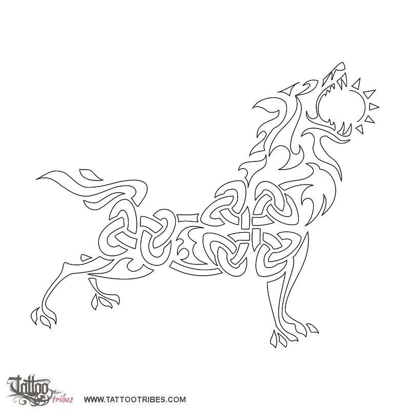 Stencil outline of Skoll wolf