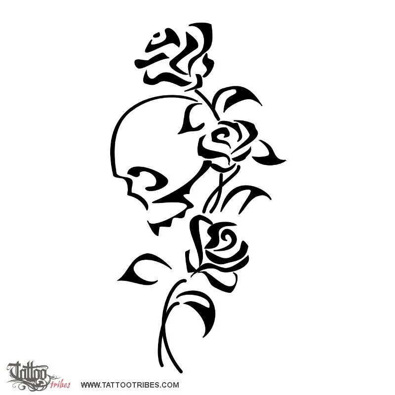 Tattoo image of Skull and roses, Life and death