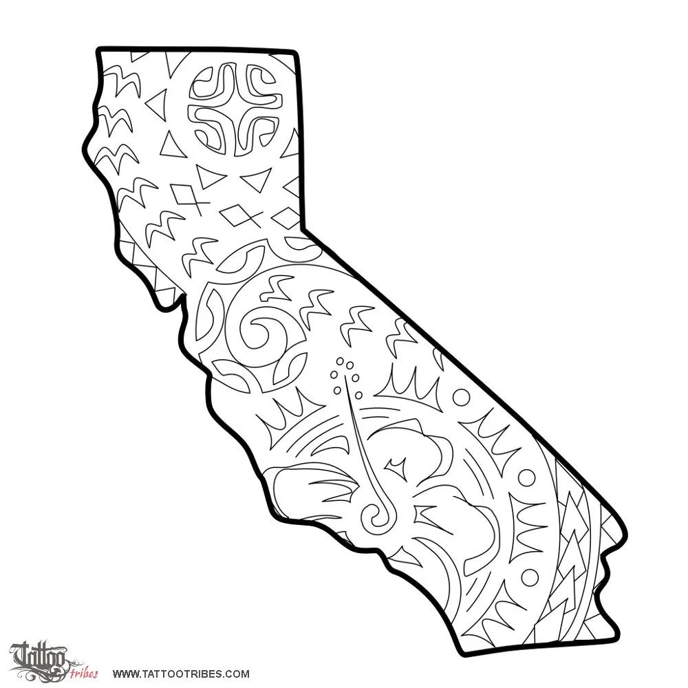 Stencil outline of California, Voyage