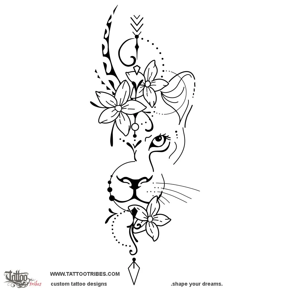 Tattoo image of Lioness and arrow, Fierceness
