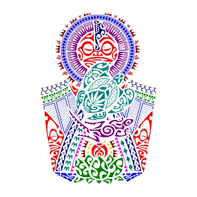 Polynesian-hindu half sleeve tattoo