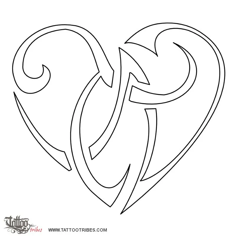 Stencil outline of T+N heartigram, Union