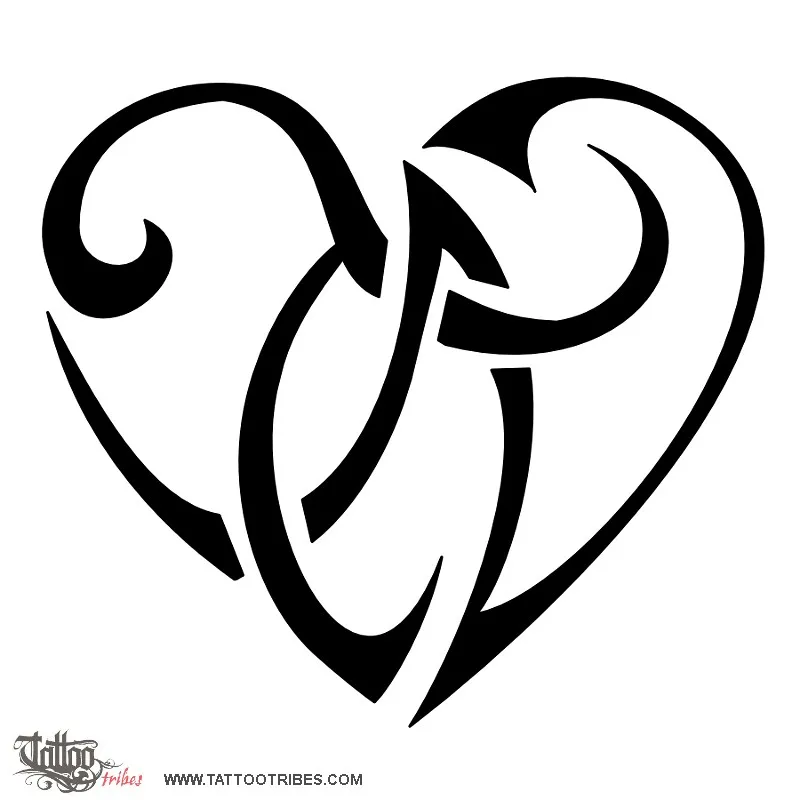 Tattoo image of T+N heartigram, Union