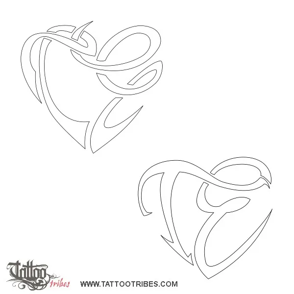 Stencil outline of T+E heart, Union