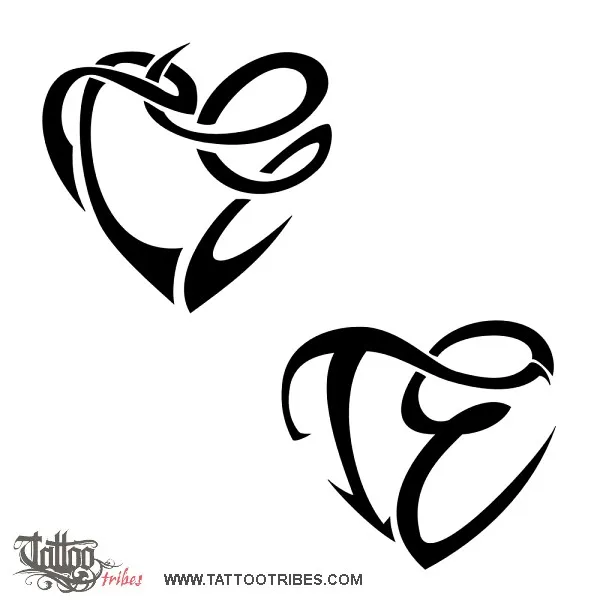 Tattoo image of T+E heart, Union