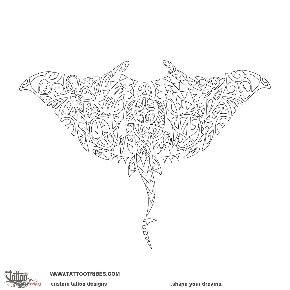 Stencil outline of Back manta, Family