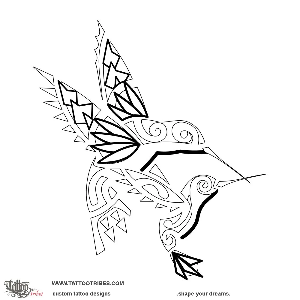 Stencil outline of Manu hÃ…Â«, Hummingbirds