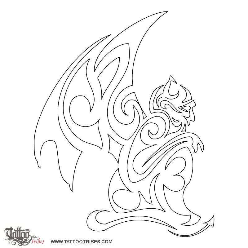 Stencil outline of Tribal gargoyle, Protection