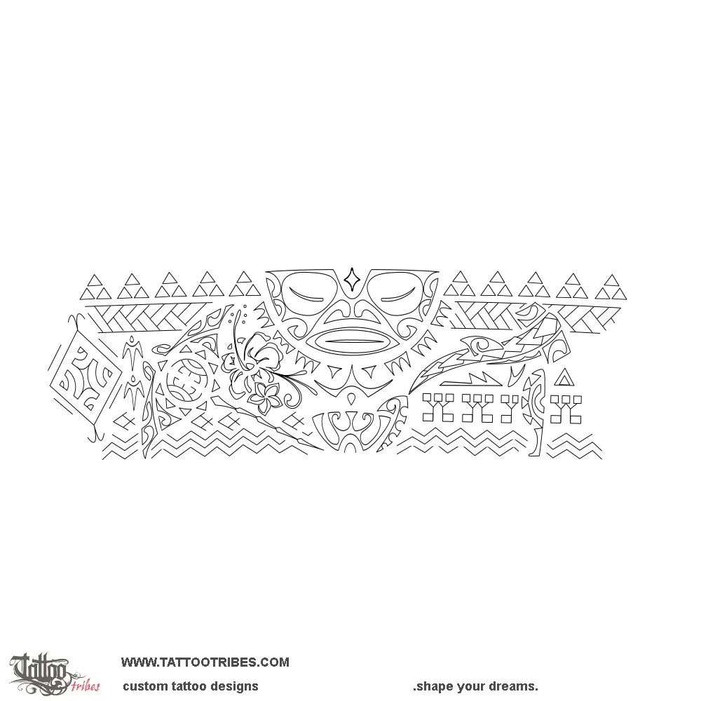Stencil outline of Koa wahine band, Warrior woman