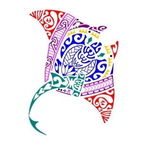 Polynesian manta ray tattoo for the back
