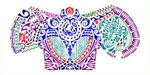 Extended Polynesian half sleeve tattoo