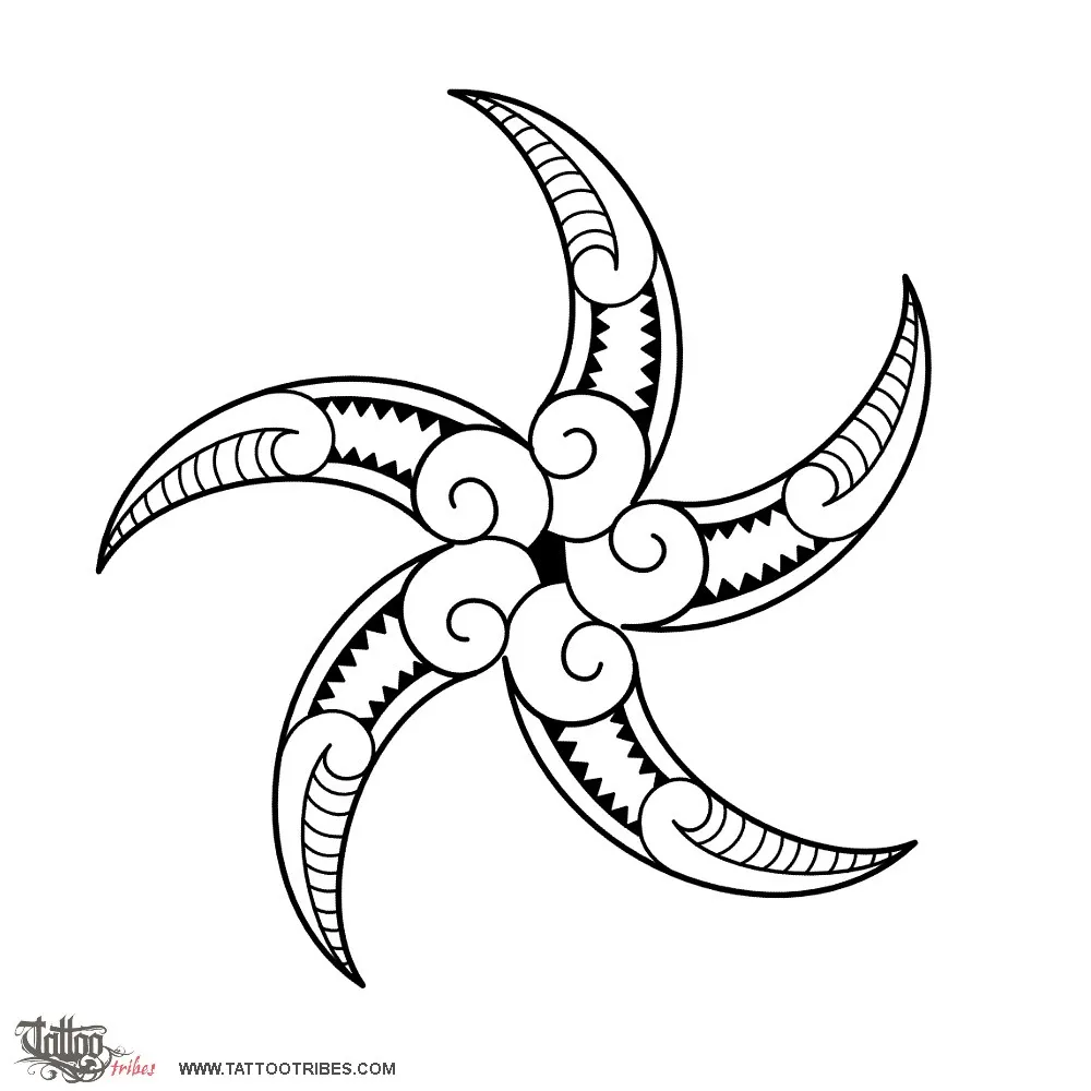 Tattoo image of Maori style starfish, Maori series: WATER