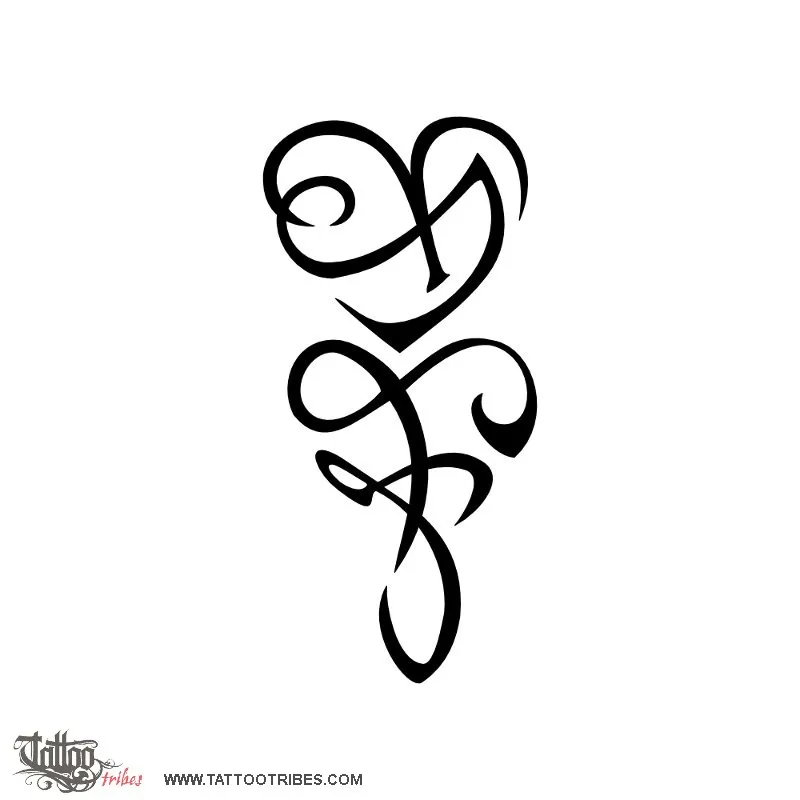 Tattoo image of Y+A & F+J hearts, Love, union