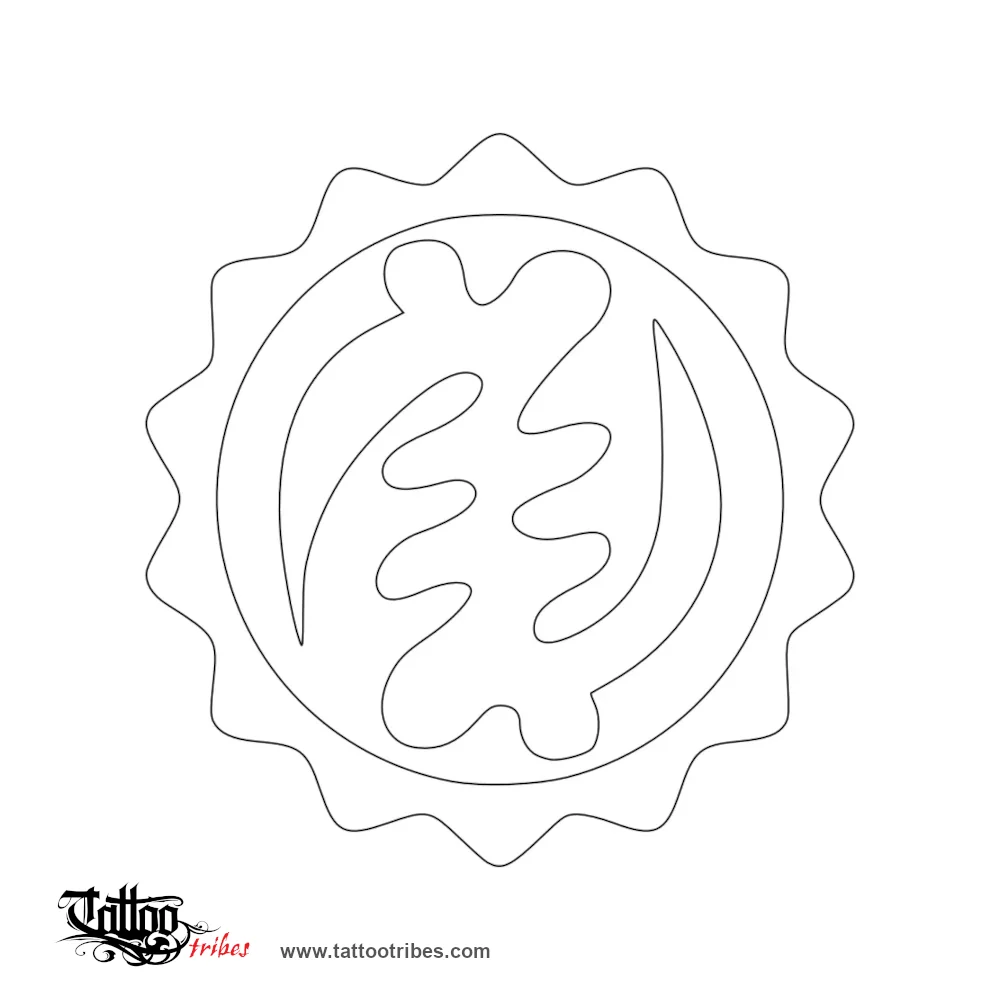 Stencil outline of Nyame Ye Ohene, Except for God