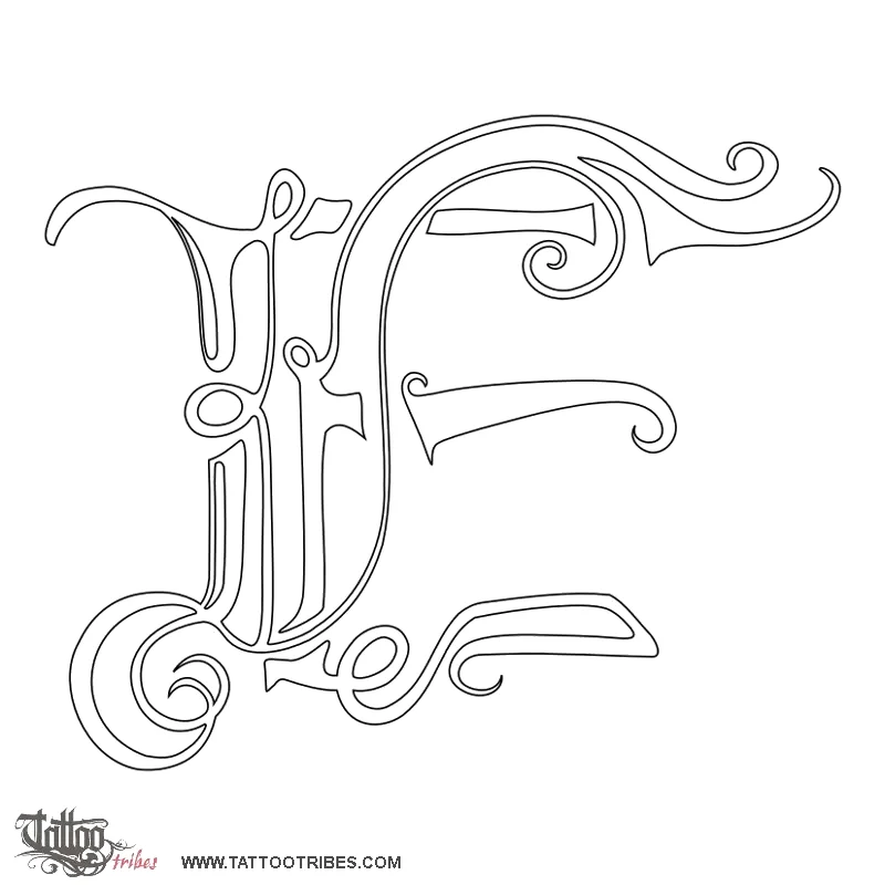 Stencil outline of Letter E, Alphabet