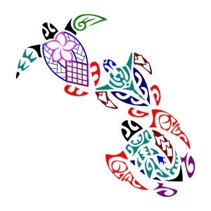 three polynesian turtles family tattoo legend