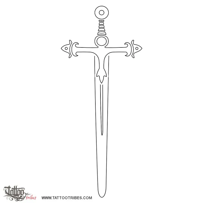 Stencil outline of Sword and ankh, Life, valiance