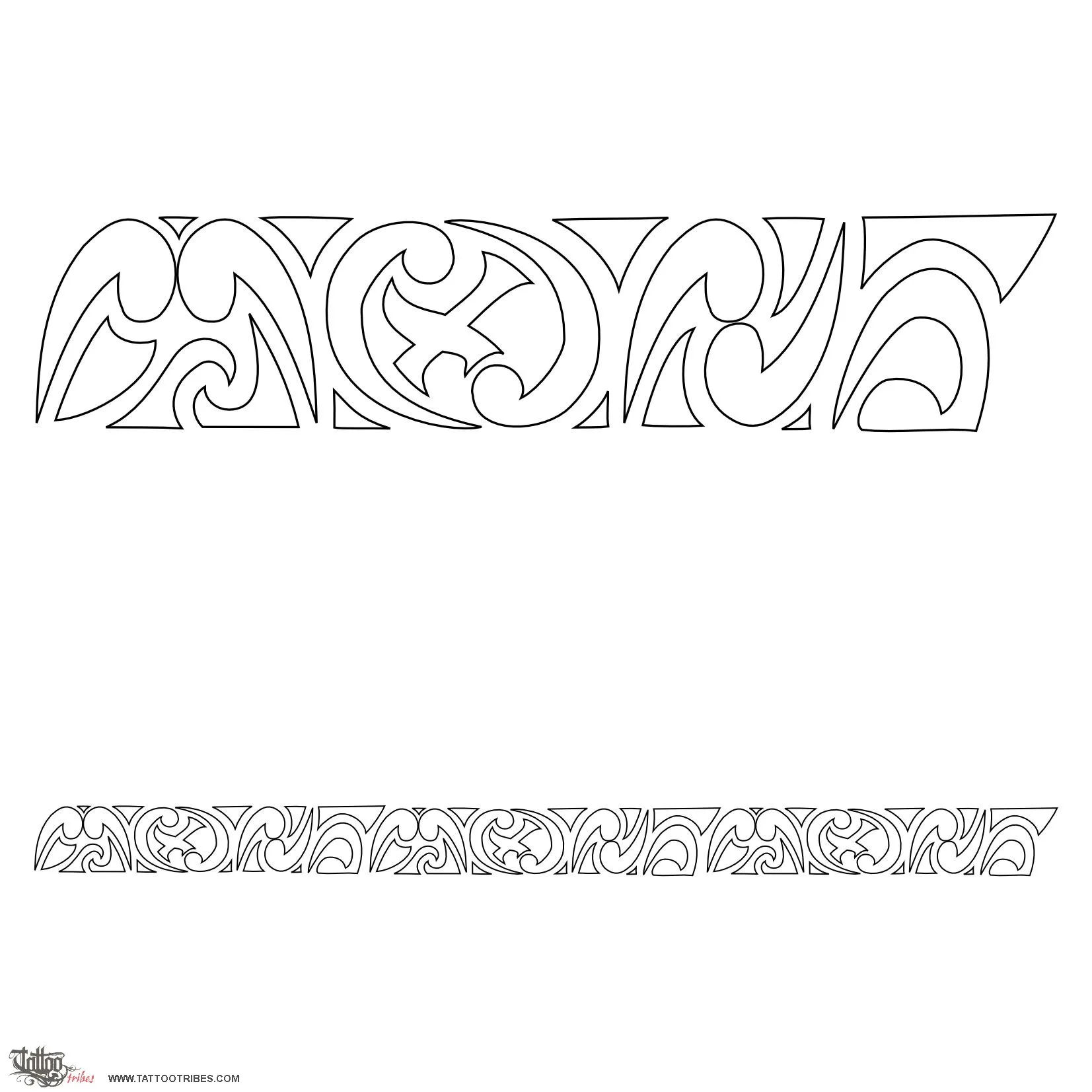 Stencil outline of Maorigram, MON, X letters