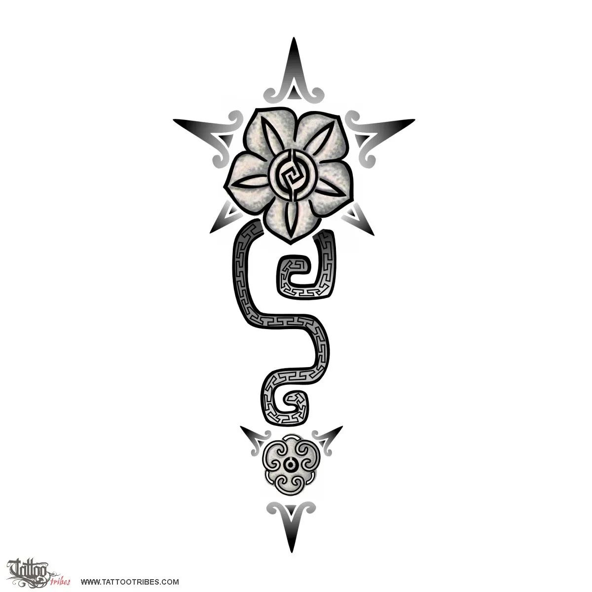 Tattoo image of Aztec flower, Friendship, freedom