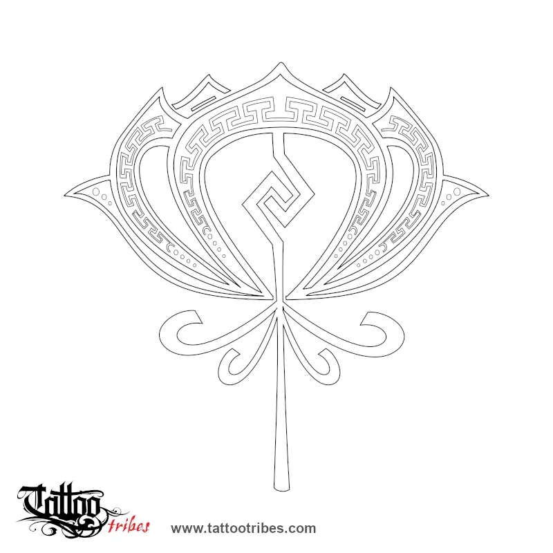 Stencil outline of Aztec Lotus, Perfection, union