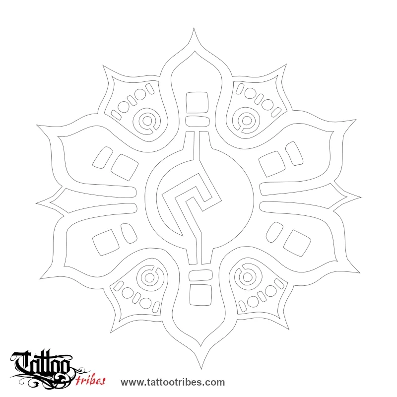 Stencil outline of Sun Lotus, Perfection, purity