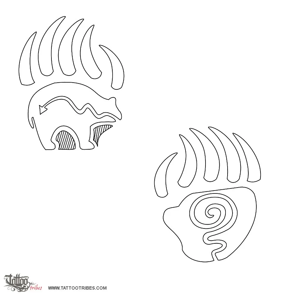 Stencil outline of Bear paws, Protection, strength
