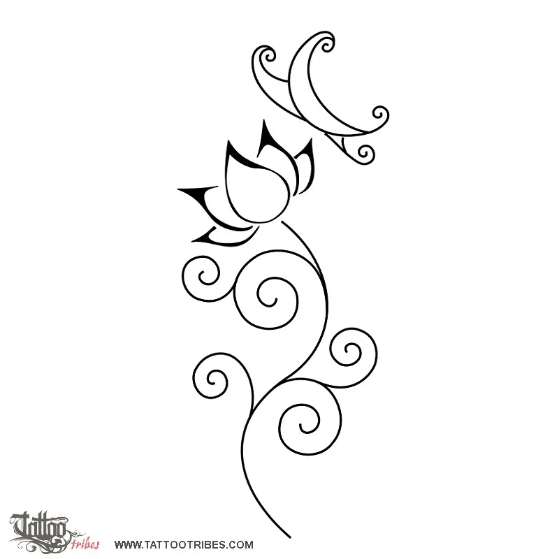 Tattoo image of Lotus and butterfly, Beautifully reborn