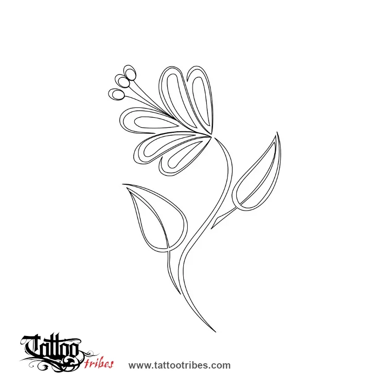 Stencil outline of Blooming flower, Rebirth, Spring