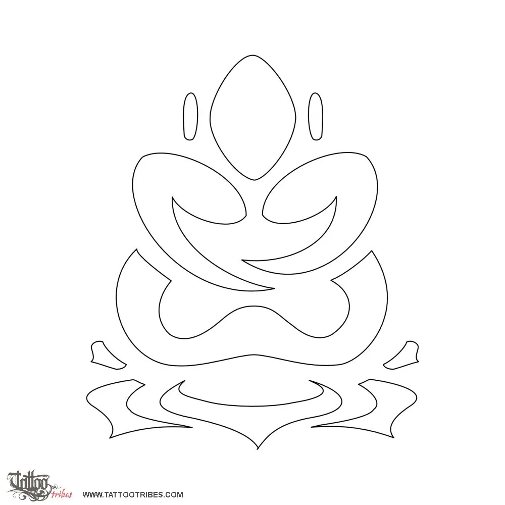 Stencil outline of Buddha on lotus, Protection
