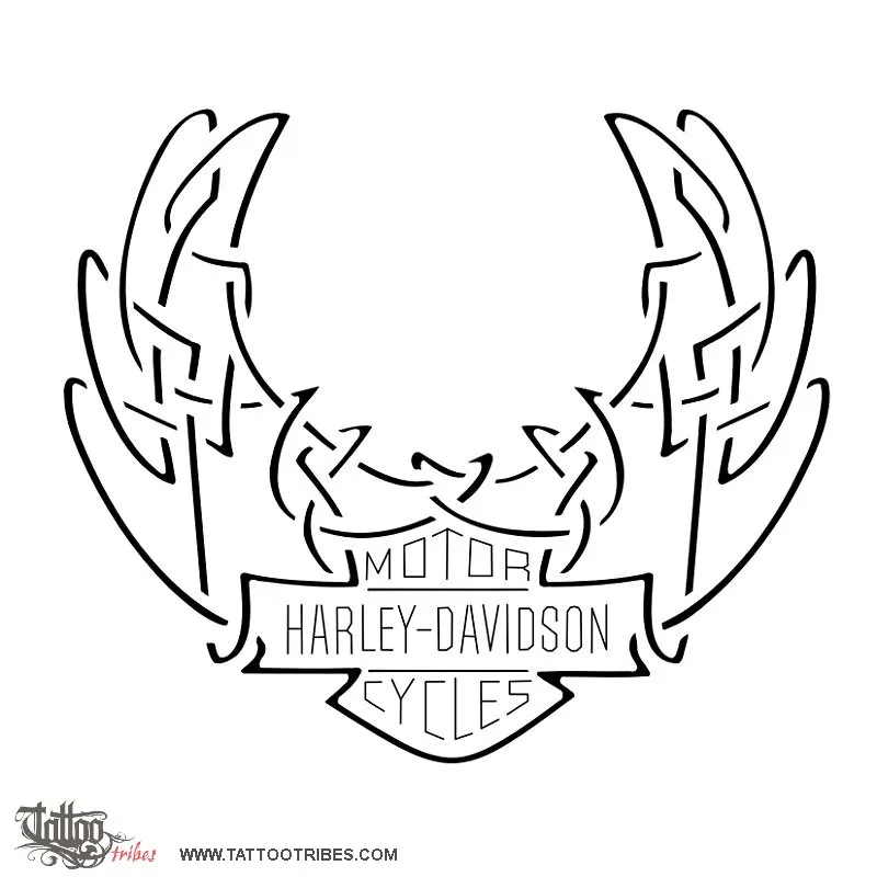 Stencil outline of Harley Davidson, Celtic logo