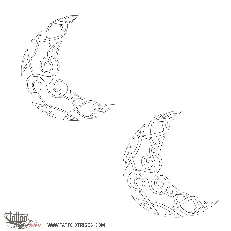 Stencil outline of Triskell Moon, Femininity, eternity