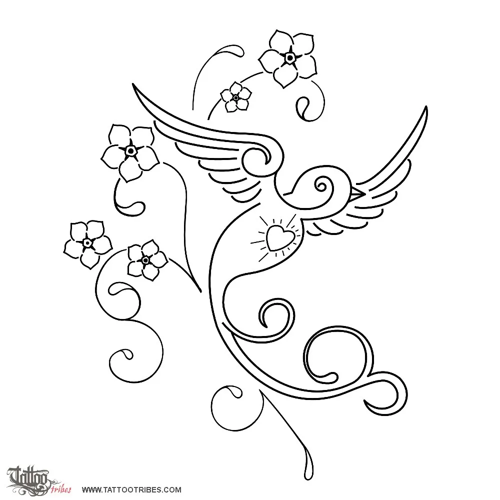 Sparrow and flowers