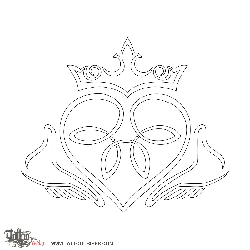 Stencil outline of Claddagh, Love, friendship, loyalty