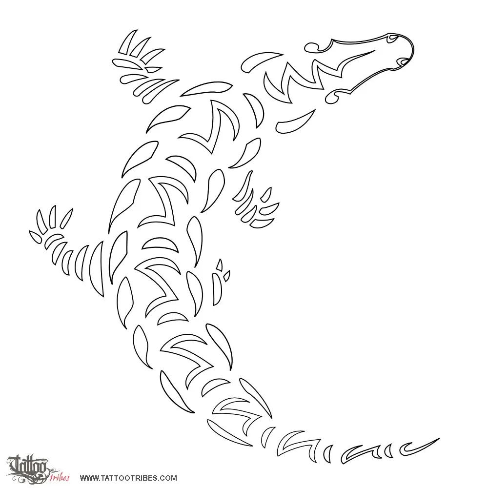 Stencil outline of Crocodile, Strength, protection