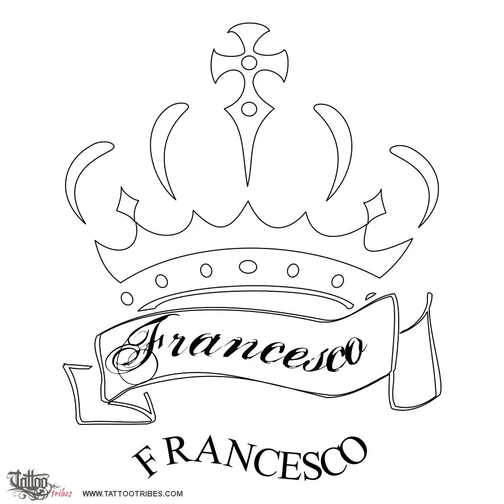 Stencil outline of Crown and banner, Royalty