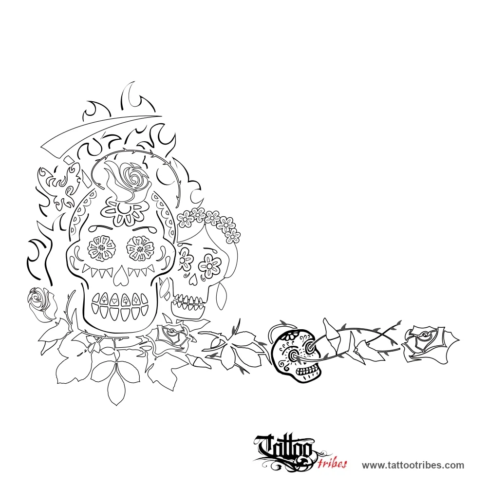 Stencil outline of Dia de los muertos, Bonds, family