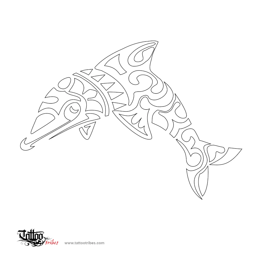 Stencil outline of Dolphin, Protection, Joy