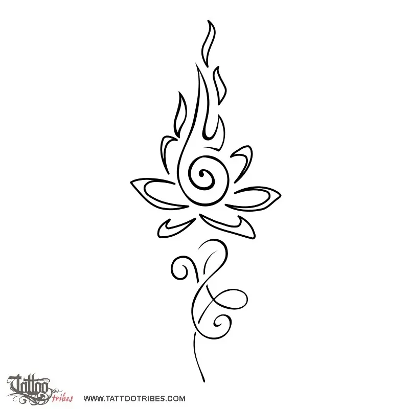 Tattoo stencil of Lotus on fire, Perfect eternity