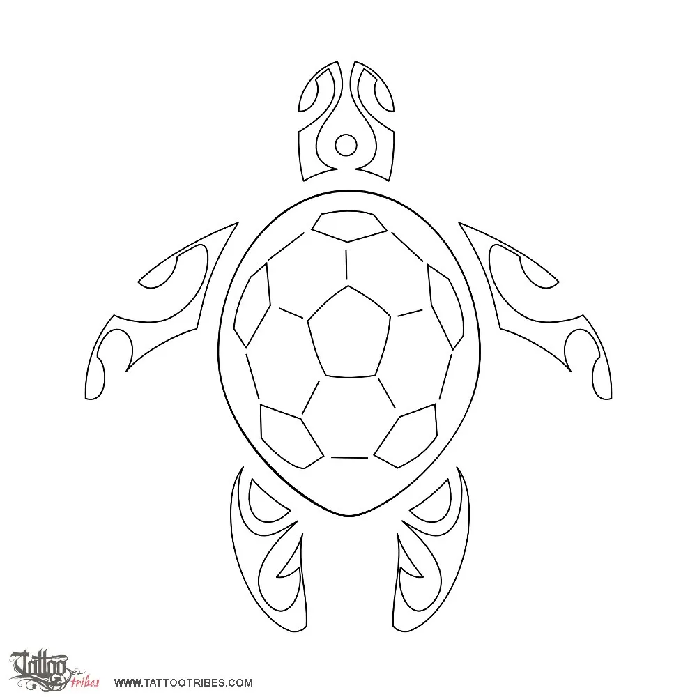 Stencil outline of Sea turtle, Family and soccer