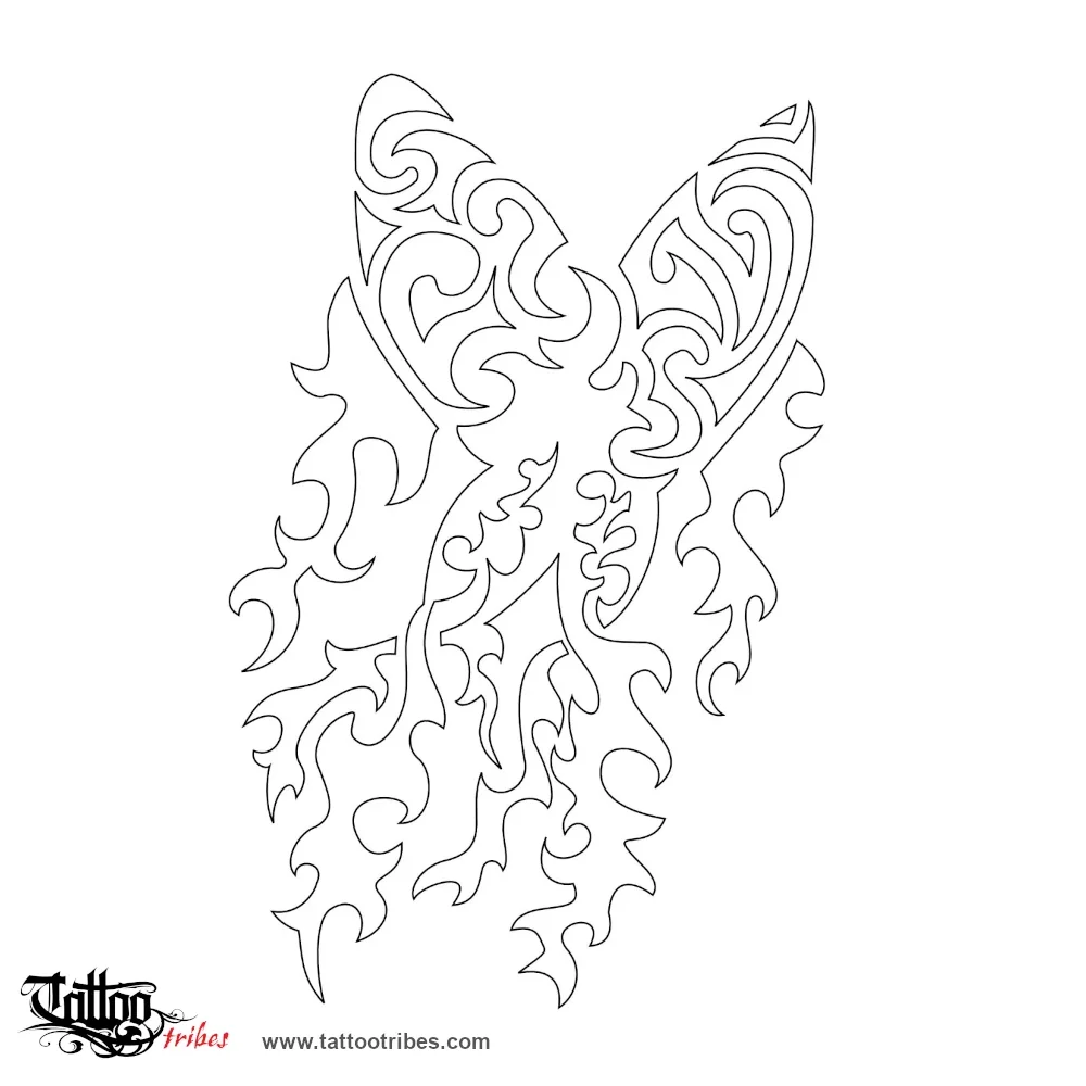 Stencil outline of Fire butterfly, Transformation