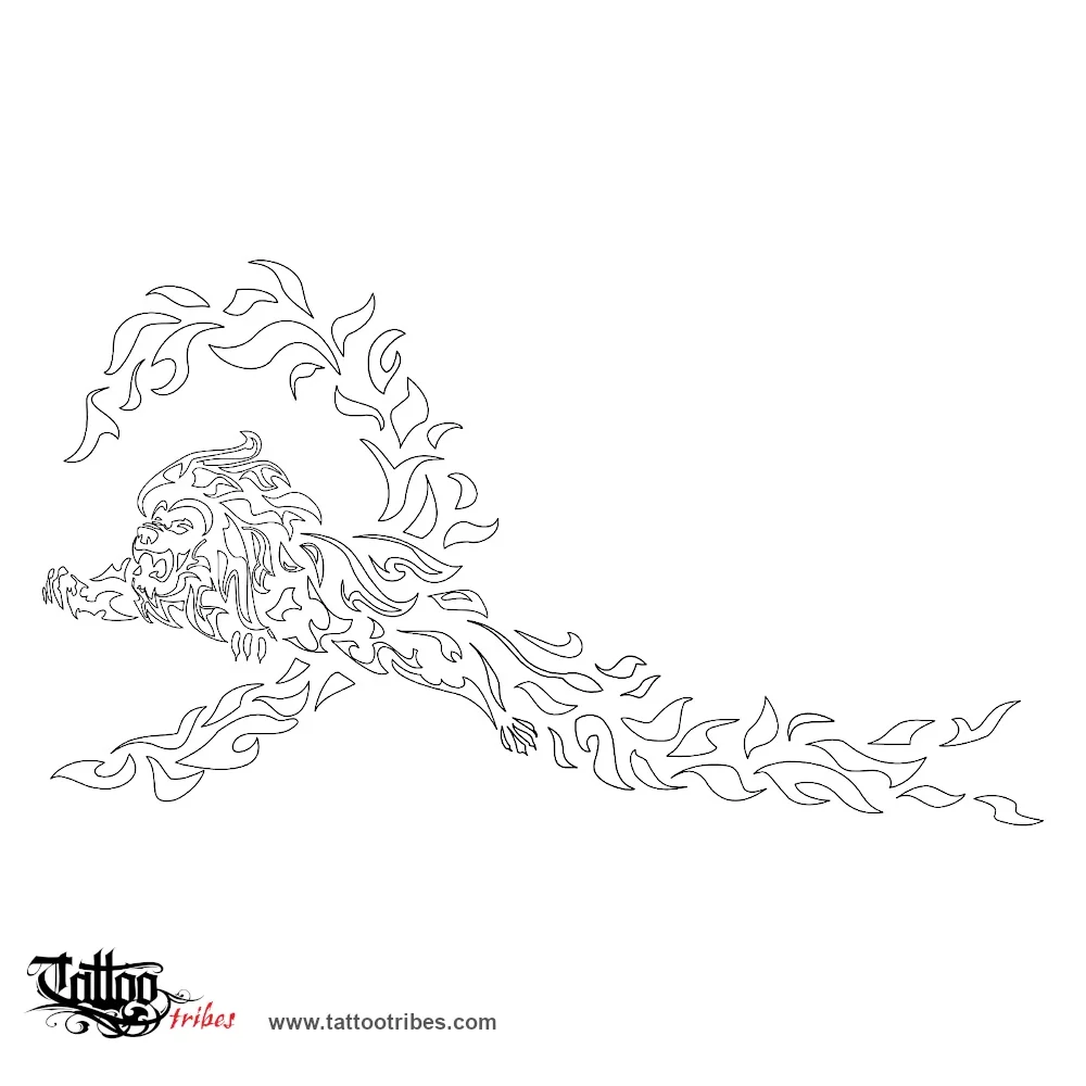 Stencil outline of Lion of fire, Conquest