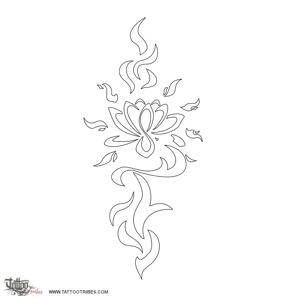 Stencil outline of Lotus fire, New birth, turning point