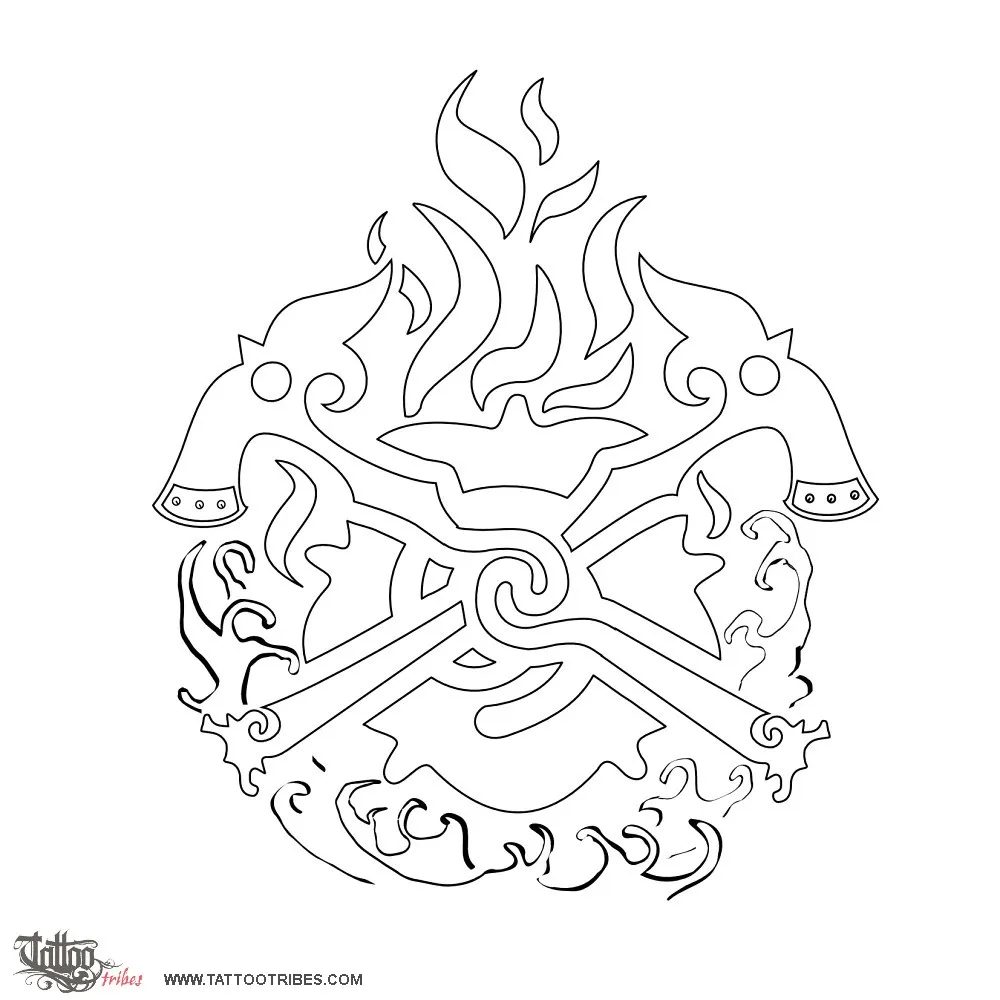 Stencil outline of Firefighters, Union, valiance, protection