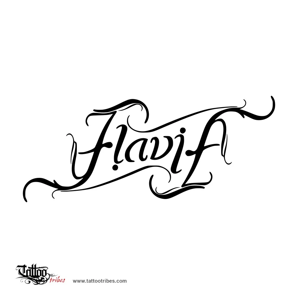 Tattoo image of Flavia, ambigram
